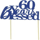 All About 詳細 ブルー 60 年祝福のケーキトッパー、6 x 8 All About Details Blue 60-Years-Blessed Ca...