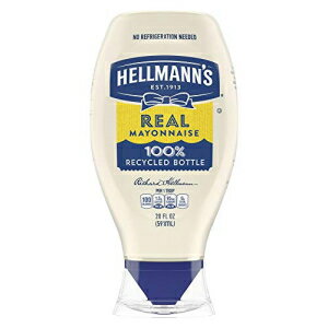 Hellmann's リアルマヨネーズ スクイーズボトル 100% リサイクルプラスチック製、散らからないキャップ..