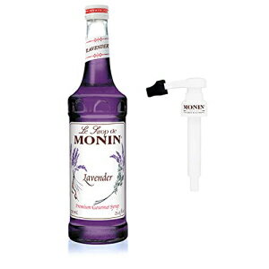 Monin - ラベンダーシロップボックスセット 香りと花柄 天然フレーバー カクテル レモネード ソーダに最適 非遺伝子組み換え グルテンフリー BPAフリーポンプとボックス付き (750 ml) Monin - Lavender Syrup Box Set, Aromatic and Floral, Natur