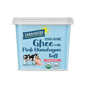 USDA認定オーガニックグラスフェッドギー ヒマラヤ塩入り 12オンス キャリントンファームズ USDA Certified Organic Grass Fed Ghee with Himalayan Salt, 12oz, Carrington Farms