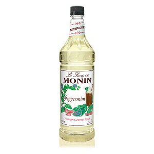 Monin - ペパーミントシロップ、キャンディケインのひんやりとしたピリピリ感、天然フレーバー、ココア、モカ、スムージー、ソーダに最適、非遺伝子組み換え、グルテンフリー (1 リットル) Monin - Peppermint Syrup, Cool Tingle of Candy Cane, Natural