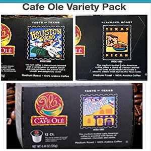 Cafe Ole K-Cup バラエティ シングルサーブコーヒーカップ 72 個 (サンアントニオ 24 個、ヒューストン 24 個、テキサスピーカン 24 個) Cafe Ole K-Cup Variety 72 Single Serve Coffee Cups (24 San Antonio; 24 Houston; 24 Texas Pec