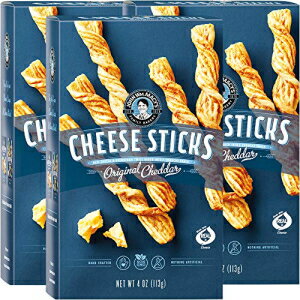 ジョン・うーん。メイシーズ チーズスティック | オリジナルチェダー | 100% 本物の熟成チーズ、非遺伝子組み換え、人工物を一切使用せずに作られた二度焼きサワー種クラッカー | 4オンス。(3パック) John Wm. Macy's CheeseSticks | Original Chedda