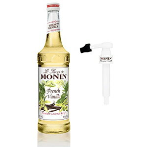 Monin - フレンチバニラシロップ Monin BPAフリーポンプ付き 箱入り 多彩なフレーバー ナチュラルフレーバー コーヒー カクテル シェイク キッズドリンクに最適 非遺伝子組み換え グルテンフリー (1リットル) Monin - French Vanilla Syrup with Moni