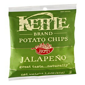 Kettle Brand ハラペーニョ ポテトチップス、1.5 オンス - 1 ケースあたり 24 個。 Kettle Brand Jalapeno Potato Chips, 1.5 Ounce - 24 per case.