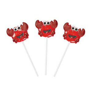 カニ型吸盤 - 個別包装ロリオプ 12 個 - パーティーキャンディー Crab Shaped Suckers - 12 individually wrapped lolliops - Party Candy