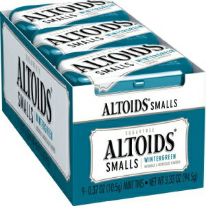 Altoids Smalls シュガーフリー ウィンターグリーン ミント、0.37 オンス缶 (9 個入り 2 パック) Altoids Smalls Sugar Free Wintergreen Mints, 0.37-Ounce Tins (2 Packs of 9)