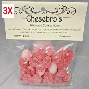 昔ながらのやかんで調理したペパーミントハードキャンディードロップ Chesebro's Handmade Confections Old-Fashioned Kettle-Cooked Peppermint Hard Candy Drops