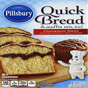 Pillsbury クイックブレッドベーキングミックス、シナモンスワール、17.4 オンス箱 (12 個パック) Pillsbury Quick Bread Baking Mix, Cinnamon Swirl, 17.4 Ounce Boxes (Pack of 12)