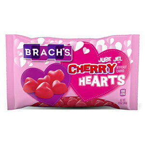 Brach's Jube Jel Cherry Hearts バレンタインデーキャンディ | バレンタインデーのためのクラシックなチェリー風味のハートキャンディー | ハート型の赤いグミキャンディ | 12オンスバッグ Brach’s Jube Jel Cherry Hearts Valentine's Day Candy