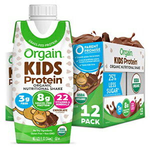 楽天GlomarketOrgain オーガニックキッズ栄養プロテインシェイク、チョコレート - 8gの乳タンパク質、22種類のビタミンとミネラル、フルーツと野菜を含むキッズスナック、グルテンフリー、大豆フリー、非遺伝子組み換え、8.25液量オンス（12個パック） Orgain Organic Kids Nutriti