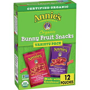 Annie's オーガニック バニー フルーツ スナック、バラエティパック、12 カラット、9.6 オンス (12 個パック) Annie's Organic Bunny Fruit Snacks, Variety Pack, 12 ct, 9.6 oz (Pack of 12)