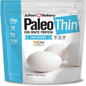 卵白 ジュリアンベーカリーパレオシンプロテインパウダー 卵白 ノンフレーバー プロテイン25g 大豆フリー 遺伝子組み換えフリー 2ポンド 30回分 Egg White, Julian Bakery Paleo Thin Protein Powder Egg White Unf