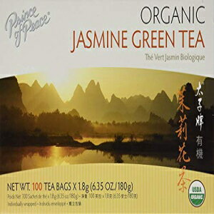 プリンス・オブ・ピース オーガニック ジャスミン グリーン ティー、100 ティーバッグ – 100% オーガニック グリーン ティー – 無糖緑茶 – 低カフェイン コーヒーの代替品 – ハーブの健康上の利点 Prince of Peace Organic Jasmine Green Tea, 1