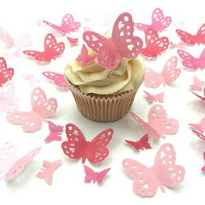 Precut Pastel Edible Butterflies Cake Decorations, 30x CHOCKACAKE Hollow Out Pink Wafer Paper Butterflies