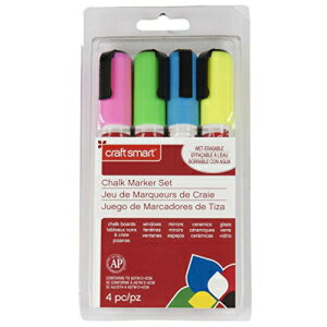 Craft Smart チョークマーカーセット 蛍光色 4本 Chalk Marker Set by Craft Smart, Fluorescent Colors, 4 Count
