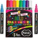 太字チョークマーカー - ホワイトボードマーカーペン - 黒板 看板 窓 黒板 ガラス用チョークマーカー - リバーシブルチップ (8パック) - (マルチカラー 6mm) Bold Chalk Markers - Dry Erase Marker Pens - Chalk Markers for Chalkboards,