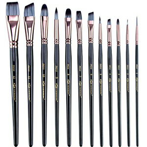 Transon アーティスト ペイント ブラシ 12 本セット 水彩アクリル ガッシュ油絵およびテンペラ絵画用 Transon Artist Paint Brush Set of 12 for Watercolor Acrylic Gouache Oil and Tempera Painting