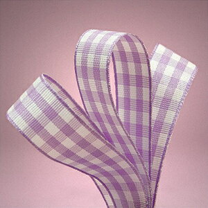 3/8 C`MK { - 25 [h 3/8 in. Wide Purple White Gingham Ribbon - 25 Yards