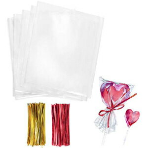 Morepack 3x4 Inches Clear Cellophane Bags 200 Pcs OPP Plastic Treat Bags with 200 Twist Ties for Gift Wrapping, Packaging Lollipop, Candies, Dessert, Cakepop, Cookies, Chocolate