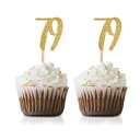 S[hnbs[79΂̒aJbvP[Lgbp[A24pbNԍ79LLap[eB[JbvP[Lgbp[AfR[V MAGJUCHE Gold Happy 79th Birthday Cupcake Topper, 24-Pack Number 79 Glitter Birthday Party Cupcake Toppers, Deco