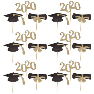 Amosfun 48個 2020卒業カップケーキトッ