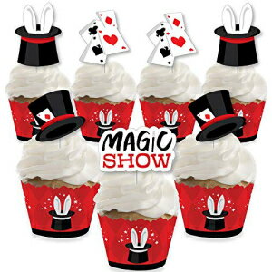 Big Dot of Happiness Ta-Da、MagicShow-カップケーキデコレーション-MagicalBirthday Party Cupcake Wrappers and Treat Picks Kit-24セット Big Dot of Happiness Ta-Da, Magic Show - Cupcake Decoration - Magical Birthday Party Cupcake W