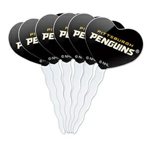 GRAPHICSMORENHLsbco[OyMSn[guJbvP[LsbNgbp[fR[V6_Zbg GRAPHICS & MORE NHL Pittsburgh Penguins Logo Heart Love Cupcake Picks Toppers Decoration Set of 6