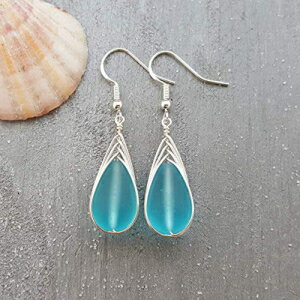 nCŎAC[҂݂̐V[OX̃COAu12̒a΁vAnCAMtgAinCMtgbvAJX^}CY\ȃMtgbZ[Wj yinahawaii Handmade in Hawaii, wire braided blue sea glass earrings,