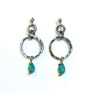 ե꡼ե।󥰤Υ֥롼ȥ󥰥СåɥΥϥޡС롼 Metal Studio Jewelry Blue turquoise in freeform earrings and hammer silver loops with sterling silver stud style