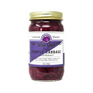 Raw Organic Fermented Probiotic Sauerkraut, "Purple Cabbage" Variety [Vegan, Gluten Free, Non-GMO, Probiotic] 16oz Glass Jar by Wise Goat Organics