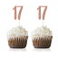 MAGJUCHE Rose Gold 17th Birthday Cupcake Topper, 24-Pack Number 17 Glitter Happy Birthday Party Cupcake Toppers, Decorations