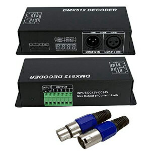 DMX 512デジタルディスプレイデコーダー 調光ドライバーLEDRGBWテープストリップライト用DMX512コントローラーRJ45接続DC12-24V4A / CH（4チャンネル） Shine DMX 512 Digital Display Decoder, Dimming Driver DMX512 Controller for LED RGBW Tape Str