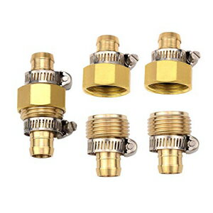 cozyou 真鍮 5/8 インチ ガーデンホース修理メンダー オスメスコネクタ ステンレスクランプ付き 3セット cozyou Brass 5/8" Garden Hose Repair Mender Male Female Connector with Stainless Clamp 3 Sets