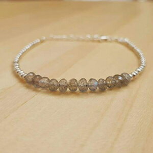 VRuhCg Ef t@Zbg r[Y o[ uXbg X^[O Vo[ WFXg[ r[Y WG[ Natural Labradorite Roundel faceted Beads Bar Bracelet with Sterling Silver Gemstone Beaded Jewelry