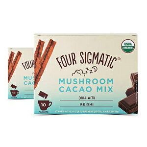 フォーシグマティック–マッシュルームホットカカオミックスとレイシ（10パケットの2パック）–不安 ストレスを軽減し 体をリラックスさせます-USDAオーガニック ビーガン パレオ Four Sigmatic – Mushroom Hot Cacao Mix with Reishi (2 Packs of 10 Pa