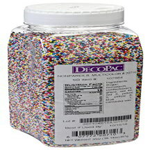 DECOPAC マルチカラーノンパレイユ、30オンス/85g、手持ち容器入りファンシースプリンクル、お祝いケーキ、カップケーキ、クッキー、ドーナツ用の虹色の食用スプリンクル DECOPAC Multi-Colored Nonpareils, 30oz/85g, Fancy Sprinkles in Handheld Container,