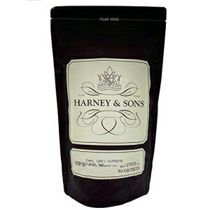 Harney Sons アール グレイ シュプリーム ティー - レモンフレーバー プレゼント パーティー記念品 - 50 袋入り Harney Sons Earl Grey Supreme Tea - Lemony Flavors,Presents and Party Favors - Bag of 50 Sachets