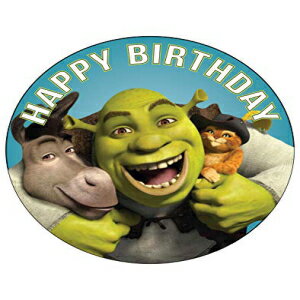 7.5インチの食用ケーキトッパー – シュレック、ロバ、子猫がテーマの食用ケーキデコレーションの誕生日パーティーコレクション 7.5 Inch Edible Cake Toppers – Shrek, Donkey & Puss Themed Birthday Party Collection of Edible Cake Decorations