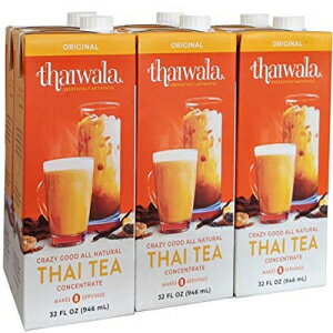 Thaiwala 伝統的なタイの濃縮茶 (6 x 32 オンス) - 受賞歴のある天然タイの濃縮アイスティーと同量のミルクを半分と半分、または全量混ぜるだけです。 Thaiwala Traditional Thai Tea Concentrate (6 x 32oz) - Just Mix Equal Parts Half and Ha