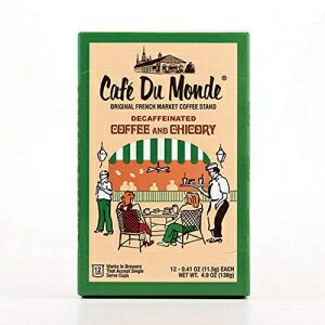 カフェ デュ モンド デカフェ コーヒーとチコリ シングルサーブ カップ、12 個入りボックス、各 0.41 オンス Cafe Du Monde Decaf Coffee and Chicory Single Serve Cups, Box of 12, .41 oz each