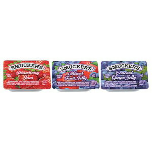 Smucker's ストロベリージャム、ミックスフルーツとコンコードグレープゼリーの詰め合わせ、(0.5 オンス) 200 個 Smucker's Strawberry Jam, Mixed Fruit and Concord Grape Jelly Assortment, (0.5 Ounce) 200 Count