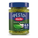 BARILLA Rustic Basil Pesto Sauce, 6.5 oz. Jar - Imported From Italy - Made with Fragrant Italian Basil & Freshly Grated Italian Cheeses - Non-GMO Ingredients - Pasta Sauce, Pizza Sauce & More