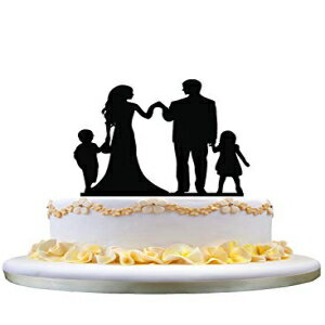 楽天Glomarket新郎と新婦と 2 人の子供 （男の子と女の子） アニバーサリー ケーキ トッパー Groom and Bride with Two Kids（A BOY and A GIRL） Anniversary Cake Topper