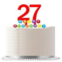Item027WCD-nbs[27΂̒ap[eB[bhP[Lgbp[C{[LhX^hGKgȃP[LfR[Vgbp[Lbg CakeSupplyShop Item#027WCD - Happy 27th Birthday Party Red Cake Topper & Rainbow Candle Stand Eleg