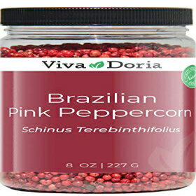 Viva Doria ブラジリアン ピンクペッパー、蒸気滅菌丸ごとピンクペッパー、8 オンス Viva Doria Brazilian Pink Peppercorns, Steam St..