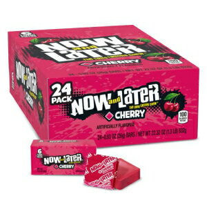 Now & Later オリジナル タフィー チューズ キャンディ、チェリー、0.93 オンス バー、24 個パック Now & Later Original Taffy Chews Candy, Cherry, 0.93 Ounce Bar, Pack of 24