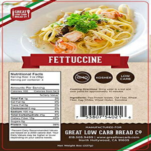 Great Low Carb Bread Company - フェットチーネ パスタ、8オンス Great Low Carb Bread Company - Fet..