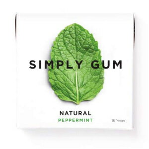 Simply Gum ナチュラルチューインガム (ペパーミント 15 個 (1 パック)) Simply Gum Natural Chewing Gum (Peppermint, 15 Count (Pack of 1))