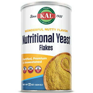 KAL ニュートリショナルイーストフレーク ビタミンB12 葉酸およびその他のビタミンB群で強化 無糖 素晴らしいナッツ風味 ビーガン グルテンフリー 60日間返金保証 米国製 62食分 22オンス KAL Nutritional Yeast Flakes, Fortified with B12, Folic Ac